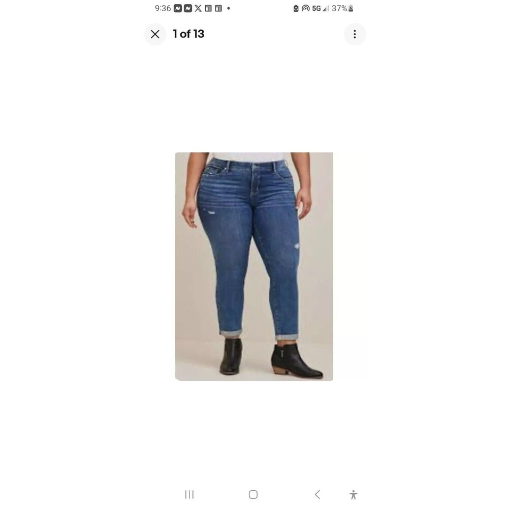 Torrid Jeans Women’s 18S Short Blue Boyfriend Straight Vintage Stretch Denim